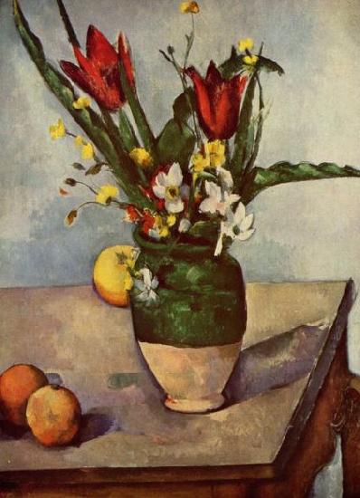 Paul Cezanne Stilleben, Tulpen und apfel France oil painting art